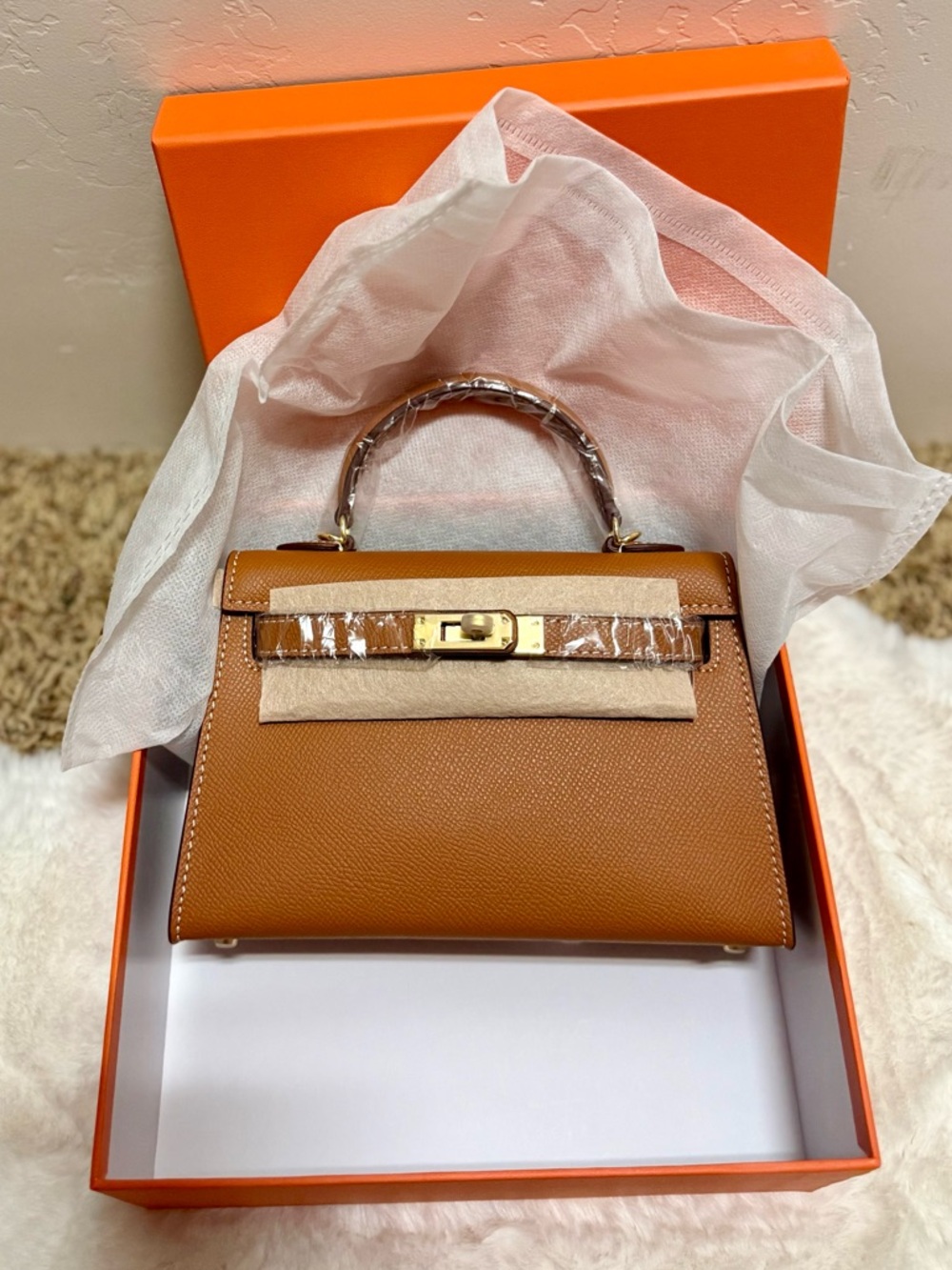 Top Grain Leather - Golden Brown - Mini 19 - Gold Hardware